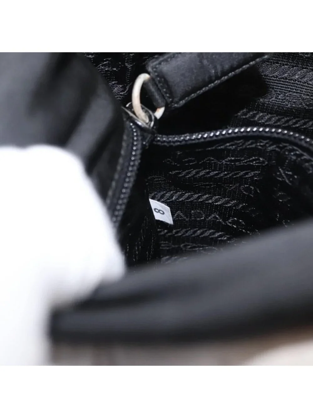 Authentic PRADA Shoulder Bag Nylon Black Silver - Picture 4 of 16